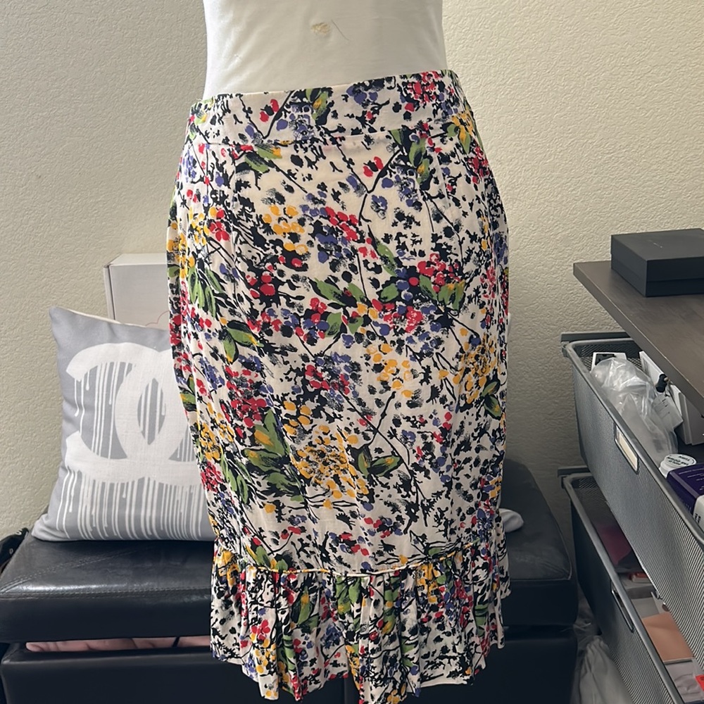 Anthropologie edme & esyllte floral print ruffle skirt 6 - Picture 4 of 7